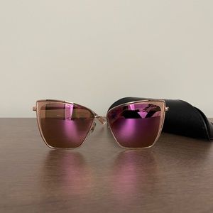 Diff Grace mirror sunglasses - gold and pink